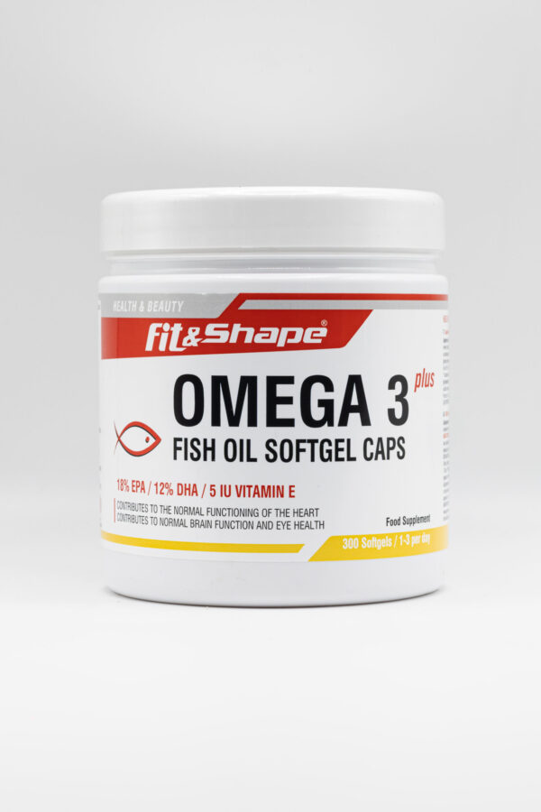 Fit&Shape Omega 3 Plus – Olio di Pesce High Potency con EPA, DHA e Vitamina E (300 Softgel)